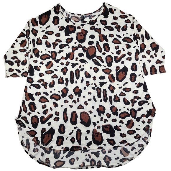 Glitzy Girlz Boutique Leopard Print Tunic Top 3XL Curvy Stretchy Casual Top Boho - Picture 1 of 6
